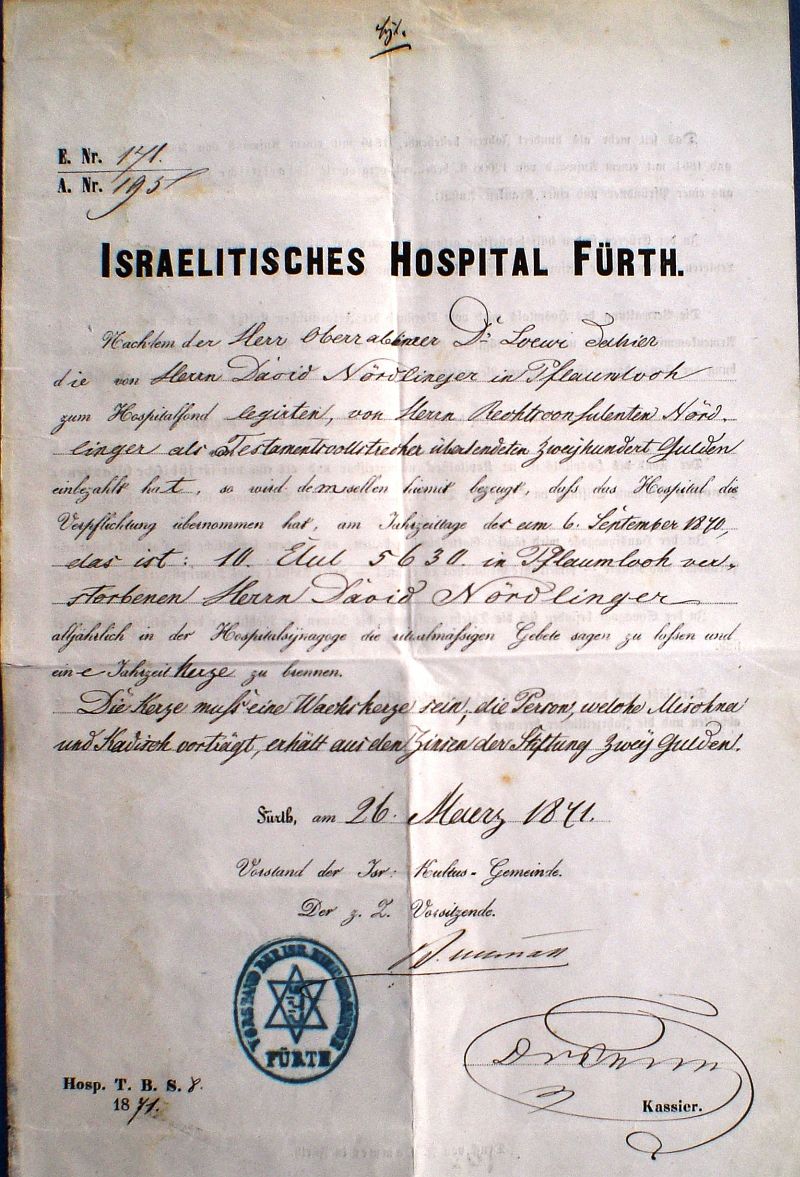 Das Jüdische Krankenhaus Israelitisches Hospital In Fürth Von
